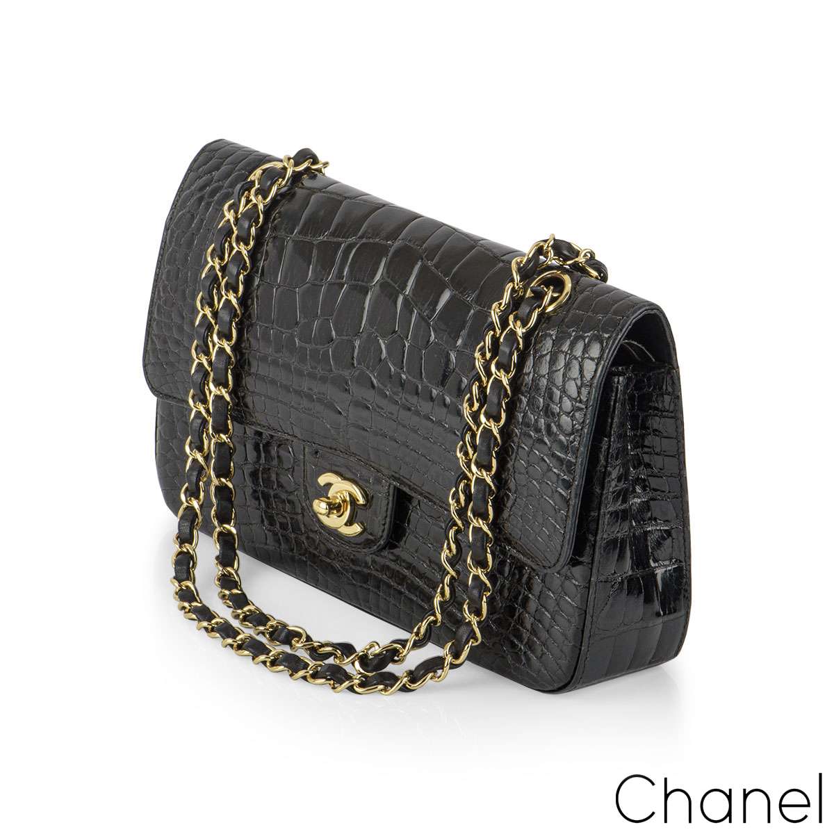 Chanel * 2003-2004 Classic Double Flap Medium Shoulder Bag Brown Croco –  AMORE Vintage Tokyo